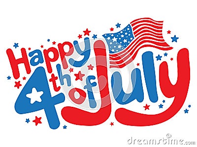 Happy 4th of July fun text vector graphic Vector Illustration