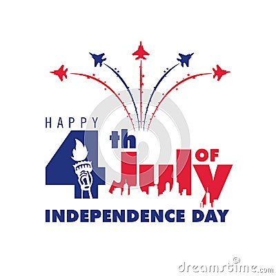 Happy 4th of July independence day message Vector Illustration