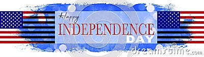 Happy 4th of July - Independence Day USA background banner panorama template greeting card illustration - American flag, isolated Cartoon Illustration