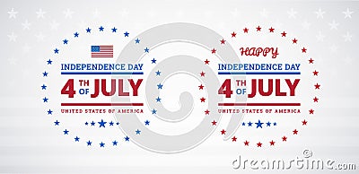 Happy 4th of July Independence Day USA sale banner or logo with Vector Illustration