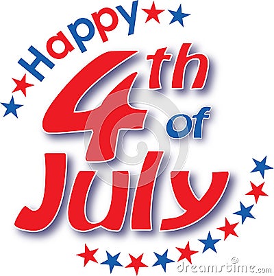 Happy 4th of July Logo with Stars Vector Illustration