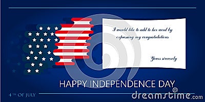 Happy 4th of July, USA Independence Day. Vector abstract background with place for text. Design co Vector banners in modern style. Vector Illustration