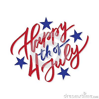 Happy 4th of July - vector typography, Vector Illustration