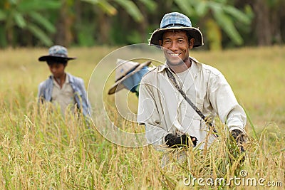 Happy thai farmer Stock Photo