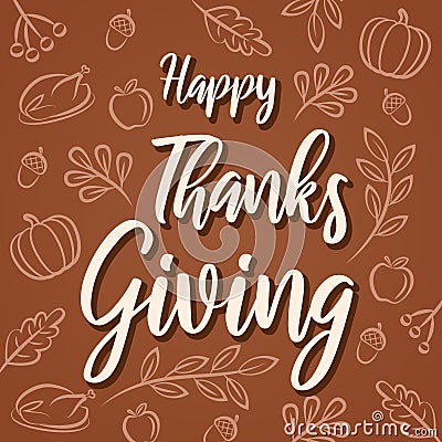 Happy Thanks Giving. Simple Thanksgiving card. Vector design. Stock Photo