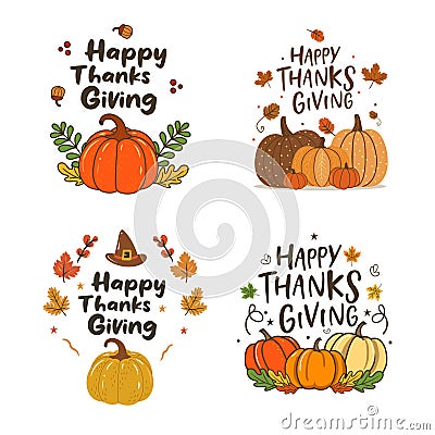 Happy thanksgiving Autumn vector Bundle Vector Illustration