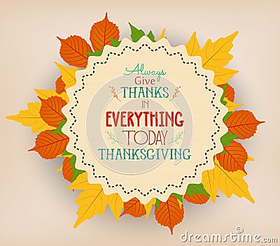 Happy Thanksgiving background with colorful autumn leaves Vector Illustration