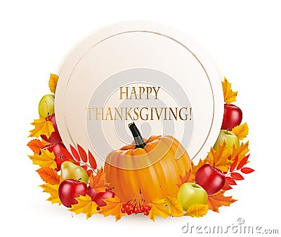 Happy Thanksgiving background with colorful autumn leaves Vector Illustration