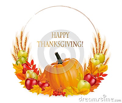 Happy Thanksgiving background with colorful autumn leaves Stock Photo