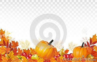 Happy Thanksgiving Background with colorful leaves Vector Illustration