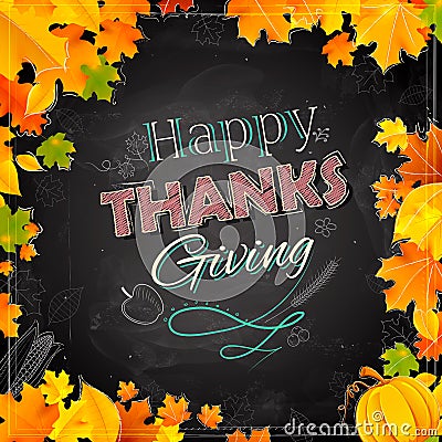 Happy Thanksgiving background with maple leaves Vector Illustration