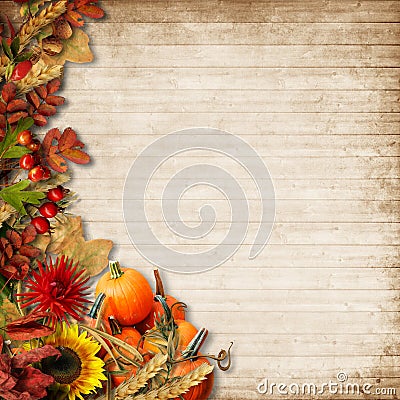 Happy Thanksgiving Card. Autumn Background Stock Photo