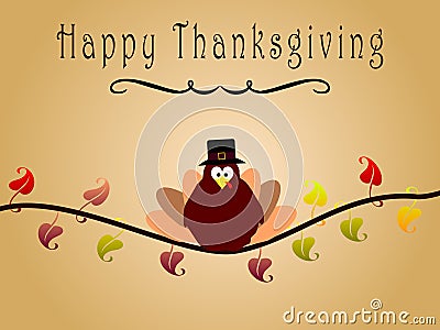 Happy thanksgiving card with turkey Stock Photo