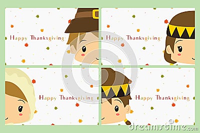 Thanksgiving Celebration Card Vector Set Vector Illustration