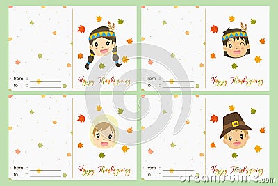 Happy Thanksgiving Celebration Card Vector Set Vector Illustration