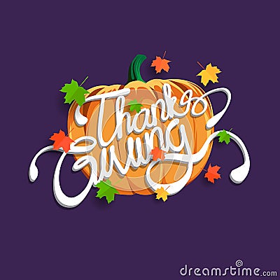 Happy thanksgiving concept with leaf Stock Photo