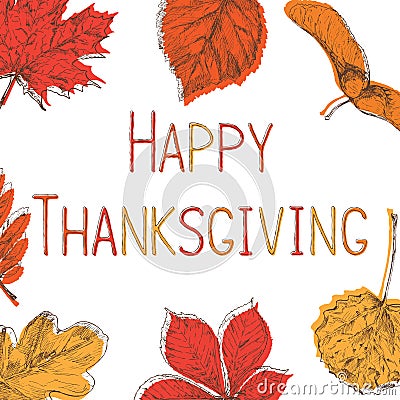Happy Thanksgiving Day Background. Hand drawn vector illustration Cartoon Illustration