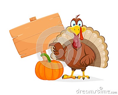 Happy Thanksgiving Day. Funny Turkey bird Vector Illustration