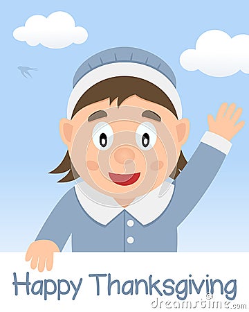 Happy Thanksgiving Day with Housewife Vector Illustration