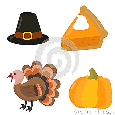Happy thanksgiving day symbols design holiday objects fresh food harvest autumn season vector illustration Vector Illustration