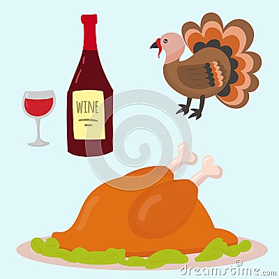 Happy thanksgiving day symbols design holiday objects fresh food harvest autumn season vector illustration Vector Illustration