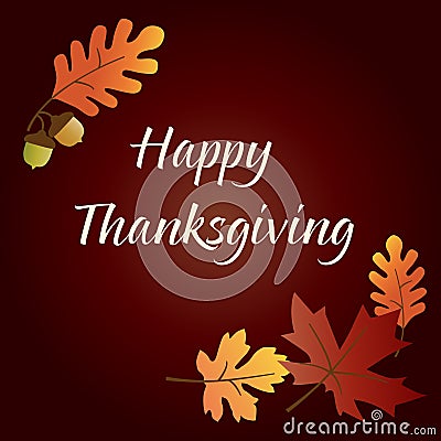 Happy thanksgiving graphic with acorns and leaves Stock Photo