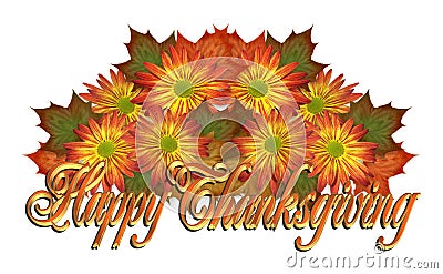 Happy Thanksgiving graphic text floral Stock Photo