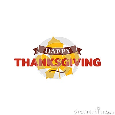 Happy thanksgiving text with dried leave background. Autumn fall typography design. Stock Photo