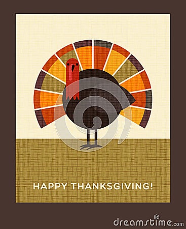 Happy Thanksgiving turkey card Vector Illustration