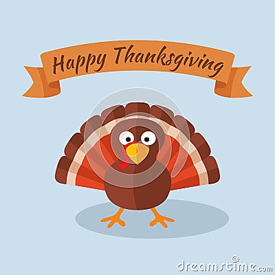 Happy Thanksgiving with Turkey Vector Illustration