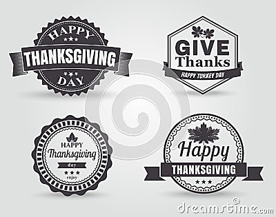 Happy Thanksgiving Vector Badges and Labels Vector Illustration