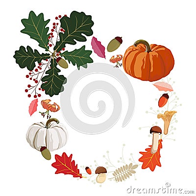 Happy Thanksgiving Vector floral watercolor style greeting card design. Autumn season invite nature. Vector Illustration