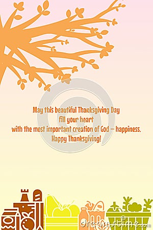 Happy Thanksgiving wishes greeting card abstract background, leaves, food decorative pattern, festival graphic design illustration Cartoon Illustration