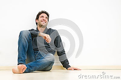 Happy thinking guy Stock Photo