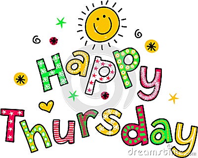 Happy Thursday Cartoon Text Clipart Stock Photo