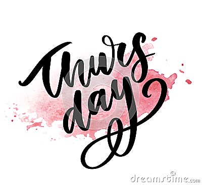 Happy Thursday - Fireworks - Today, Day, weekdays, calender, Lettering, Handwritten, vector for greeting Cartoon Illustration
