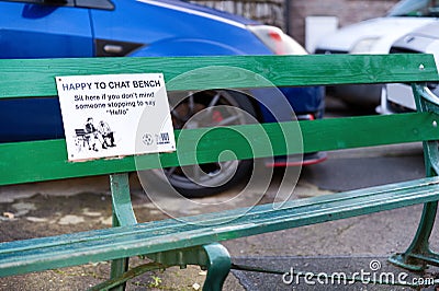 Happy to Chat bench, Kirkby Stephen, Yorkshire Dales, England. Editorial Stock Photo