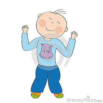 Happy toddler - cute little boy smiling Vector Illustration