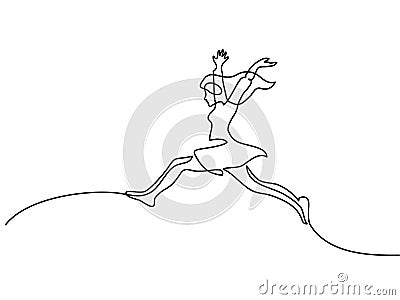 Happy toddler girl jumping Vector Illustration