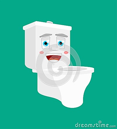 Happy Toilet bowl emotion isolated. lucky lavatory Cartoon Style. toilet joyful Vector Vector Illustration
