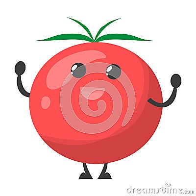 Happy tomato character . Red vegetable with face Stock Photo