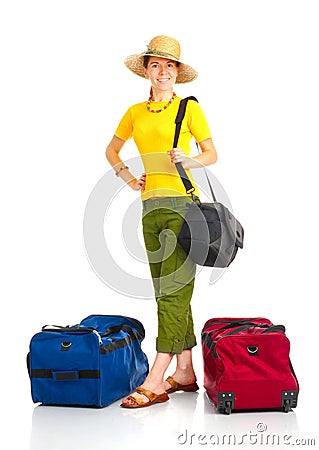 Happy tourist woman Stock Photo