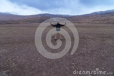 A Happy Traveler - Langza Village, Spiti Valley, Himachal Pradesh Editorial Stock Photo