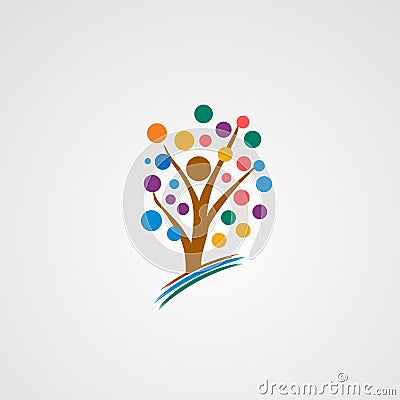 Happy tree logo vector, icon, element, and template for company Vector Illustration