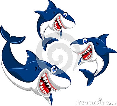 Happy triple shark cartoon Stock Photo