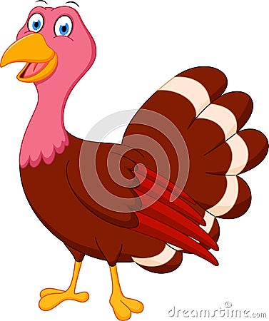 Happy turkey cartoon Vector Illustration