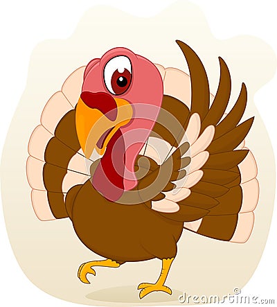 Happy Turkey Standing Vector Illustration