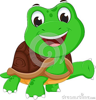 Happy turtle cartoon Vector Illustration