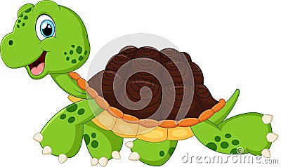 Happy turtle walking Vector Illustration