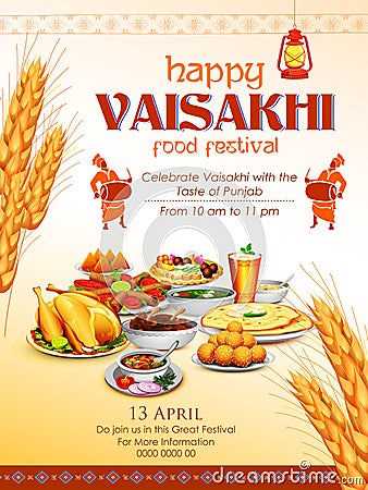 Happy Vaisakhi Punjabi festival celebration background Vector Illustration